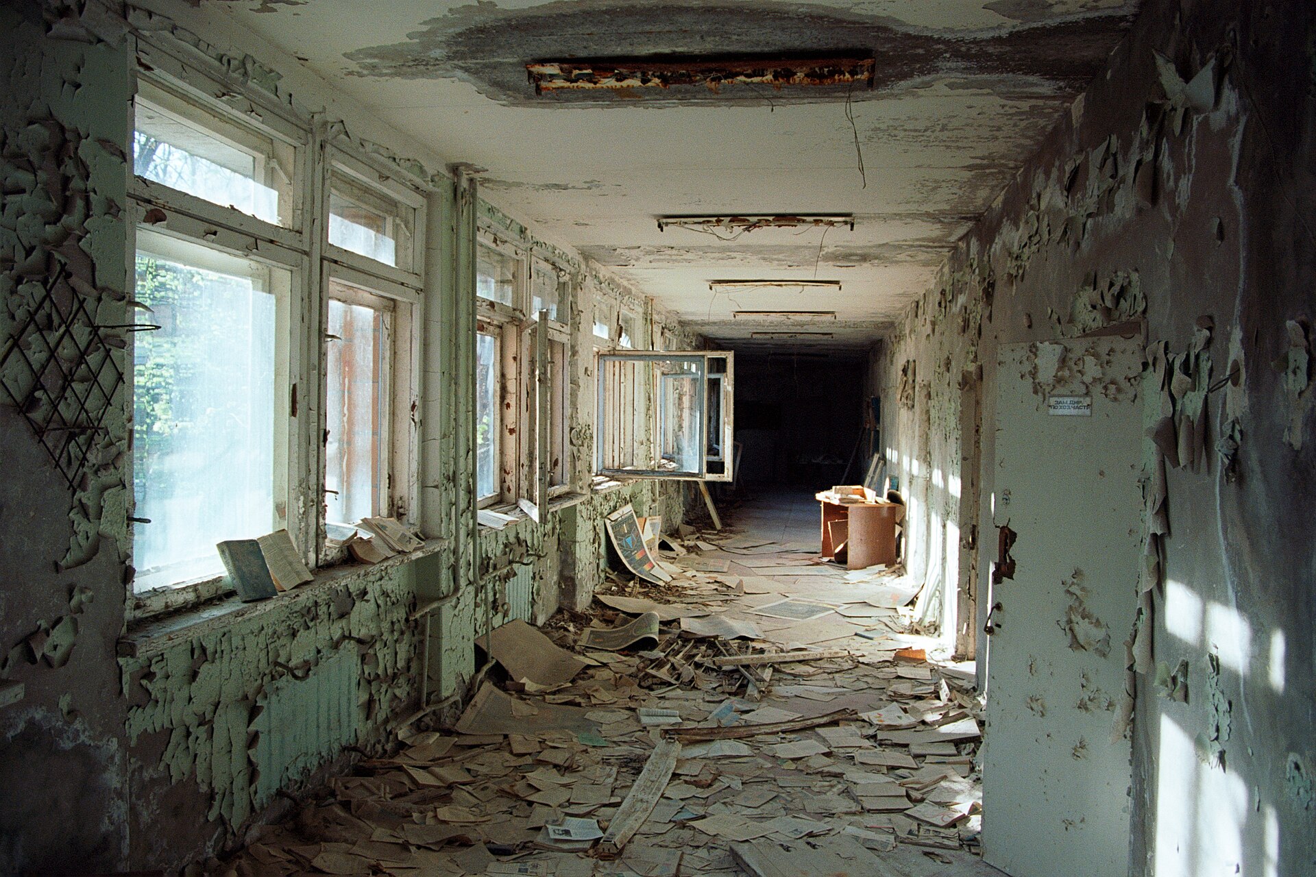 dark corridor abandoned building